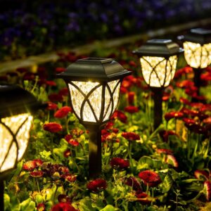 GIGALUMI Solar Lights Outdoor Waterproof – 6 Pack LED Solar Garden Lights for Yard, Patio, Landscape, Planter & Walkway Decoration (Warm White)