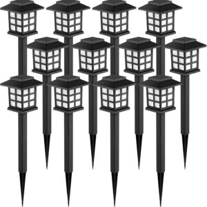 GIGALUMI Solar Outdoor Lights 12 Pack – Waterproof LED Walkway Lights with 10 Hours Runtime for Garden, Yard, Patio, Landscape & Driveway