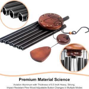 Large Aluminum Wind Chimes 37" – Classic Black Wind Chimes for Outdoor Garden & Patio Décor, Deep Tone Zen Chime with Wind Catcher, Perfect Unisex Gift